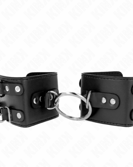 KINK - FIXED WRIST RESTRAINTS WITH RING AND STUDS ADJUSTABLE BLACK 17-22 CM X 6.5 CM