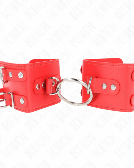 KINK - FIXED WRIST RESTRAINTS WITH RING AND STUDS ADJUSTABLE RED 17-22 CM X 6.5 CM