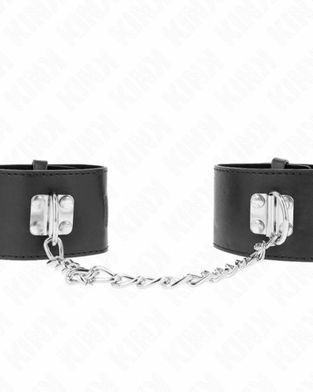 KINK - FIXED WRIST RESTRAINTS WITH CHAIN 30 CM AND PADLOCK CLOSURE BLACK ADJUSTABLE 16-23 CM X 5.5 CM