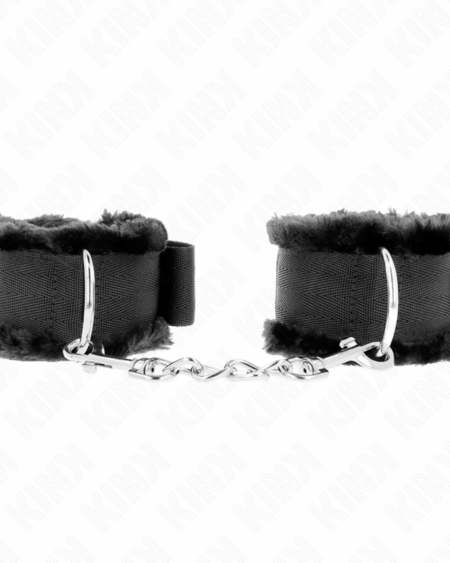 KINK - FURRY LINED WRIST RESTRAINTS BLACK ADJUSTABLE 17-31 CM X 7 CM