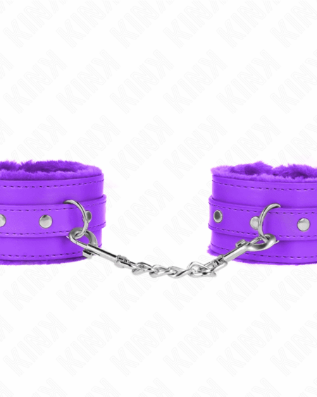 KINK - PREMIUM FUR LINED WRIST RESTRAINTS PURPLE WITH PURPLE BELT ADJUSTABLE 17-29 CM X 6 CM
