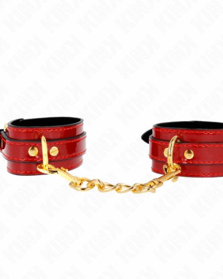 KINK - JOANNA ANGEL WRIST CUFFS RED ADJUSTABLE WITH GOLD CHAIN 16.5-26 CM X 4 CM