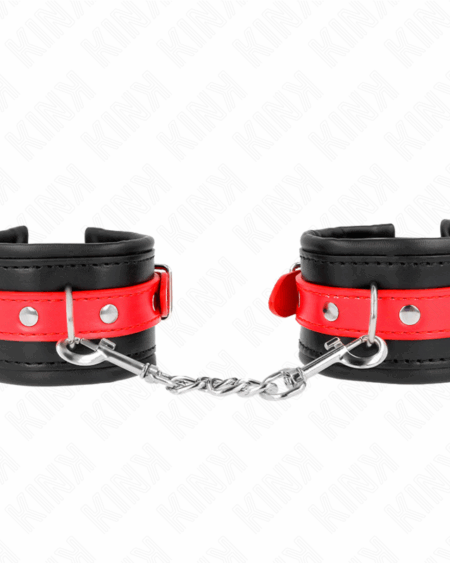 KINK - WRIST RESTRAINTS BLACK WITH RED BELT ADJUSTABLE 17-28 CM X 6 CM