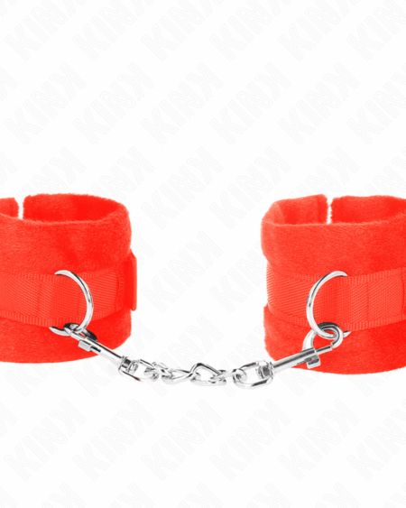 KINK - BEGINNER FUR HAND CUFFS RED 30 X 7 CM