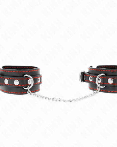 KINK - SMALL WRIST RESTRAINTS BLACK WITH RED LINING ADJUSTABLE 14-24 CM X 3.5 CM
