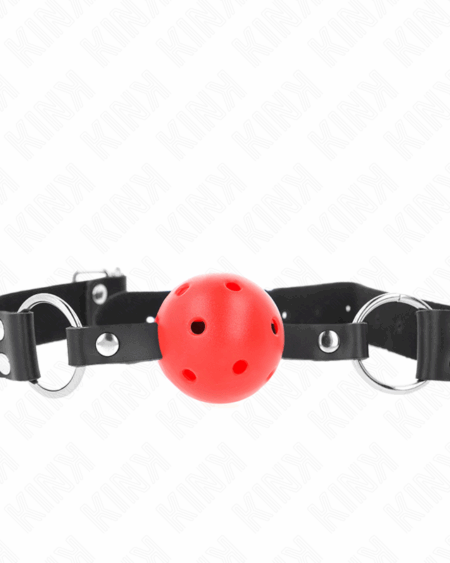 KINK - BREATHABLE BALL 4 CM GAG WITH DOUBLE RIVET RED 62.5 x 2.5 CM ADJUSTABLE 42-58 CM