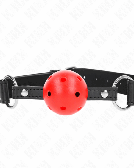 KINK - BREATHABLE BALL 4 CM GAG WITH DOUBLE RIVET LEATHER 62.5 x 2.5 CM ADJUSTABLE 42-58 CM