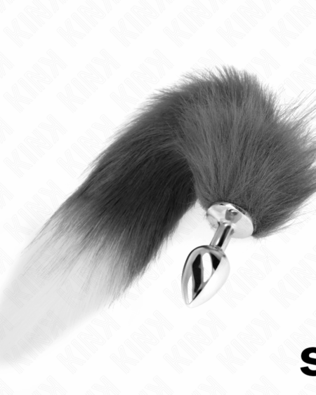 KINK - ANAL PLUG SIZE S 7 X 3 CM WITH SYNTHETIC TAIL 40 CM GREY AND WHITE