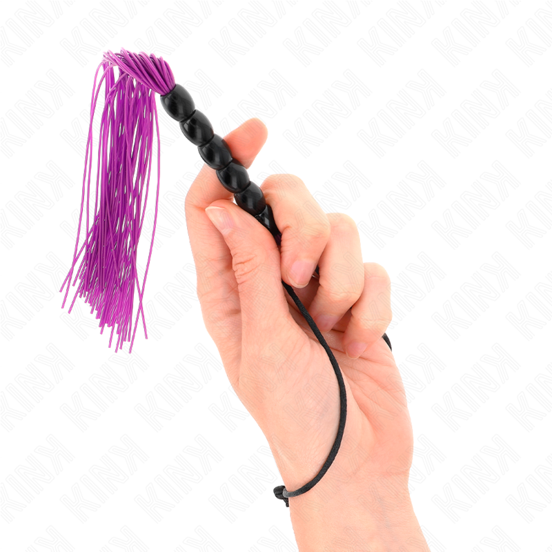 KINK - MINI SILICONE WHIP WITH 6 PURPLE BEADS 26 CM - Image 4