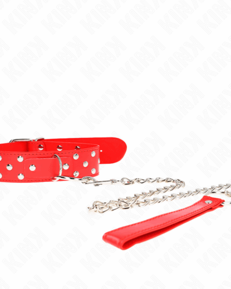 KINK - RING RIVET STRAP NECKLACE WITH BELT 65 CM RED ADJUSTABLE 36-50 CM X 3.8 CM