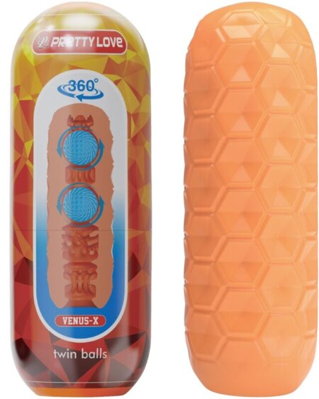 PRETTY LOVE - TWIN BALLS MALE MASTURBATOR ORANGE
