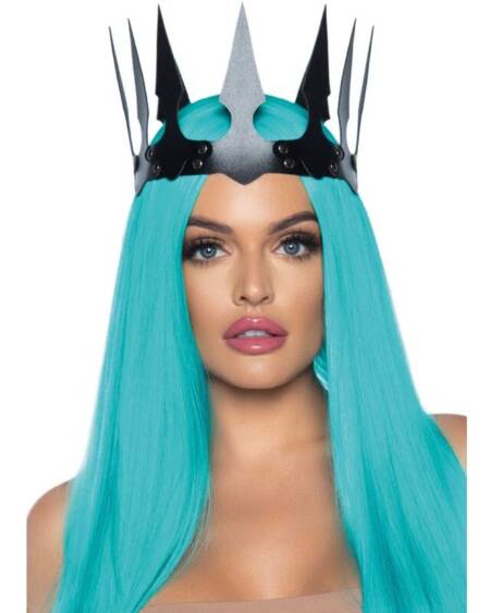 LEG AVENUE - SYNTHETIC LEATHER MALEFICENT CROWN WITH STUDS BLACK