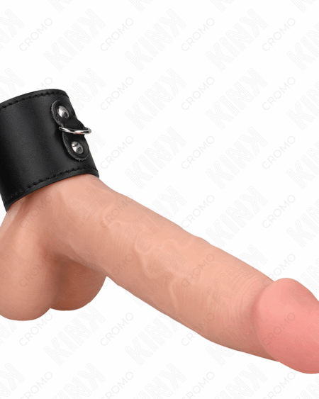 KINK - LEATHER PENIS RING WITH PRESSURE CLOSURE 18 X 5 CM