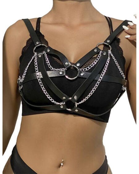 SUBBLIME - 953713 PUNK BONDAGE BELT METAL BUCKLE BLACK ONE SIZE