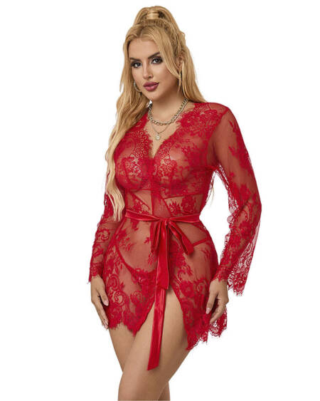 SUBBLIME - 953775 LACE NIGHTGOWN + THONG RED S/M