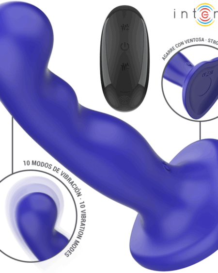 INTENSE - SHORTY VIBRATOR WITH SUCTION CUP BLUE REMOTE CONTROL
