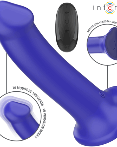 INTENSE - VICTORIA VIBRATOR WITH SUCTION CUP 10 VIBRATIONS DARK BLUE REMOTE CONTROL