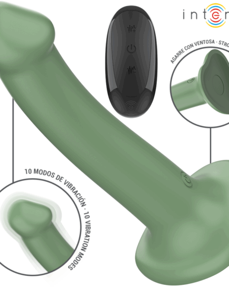 INTENSE - BECCA VIBRATOR WITH SUCTION CUP 10 VIBRATIONS GREEN REMOTE CONTROL