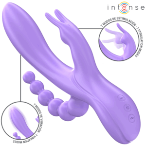 INTENSE - MIKO TRIPLE VIBRATOR RABBIT  STIMULATOR  ANAL 7 VIBRATIONS PURPLE