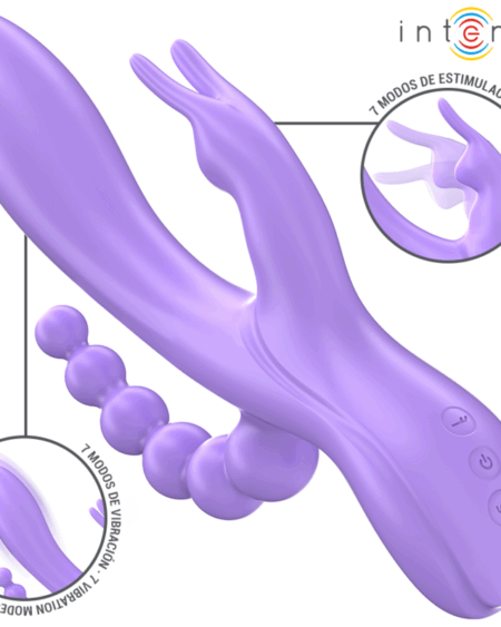 INTENSE - MIKO TRIPLE VIBRATOR RABBIT  STIMULATOR  ANAL 7 VIBRATIONS PURPLE