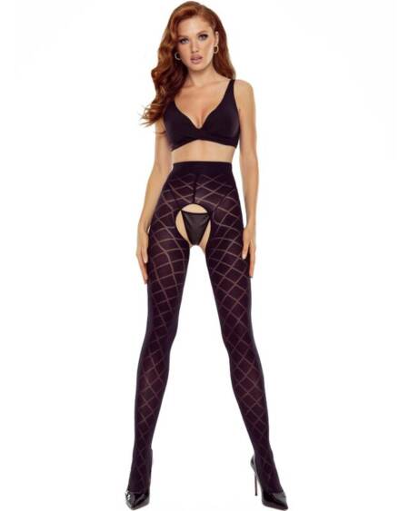 PASSION - TIOPEN 025 TIGHTS CROTCHLESS BLACK 1/2 40 DEN