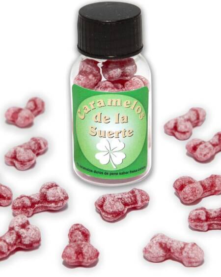 DIABLO PICANTE - 12 PENIS-SHAPED LUCKY CANDIES STRAWBERRY/CHERRY