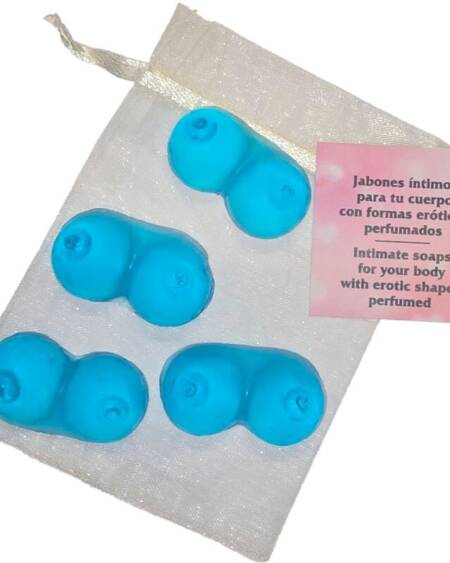 DIABLO PICANTE - 4 MINI SCENTED SOAPS SHAPED BREASTS BLUE