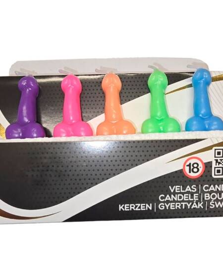 DIABLO PICANTE - BOX OF 5 PENIS-SHAPED CANDLES IN DIFFERENT COLORS