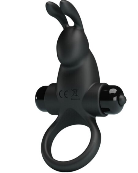 PRETTY LOVE - VIBRATING RING + RABBIT CLITORIS STIMULATOR 10 VIBRATIONS BLACK