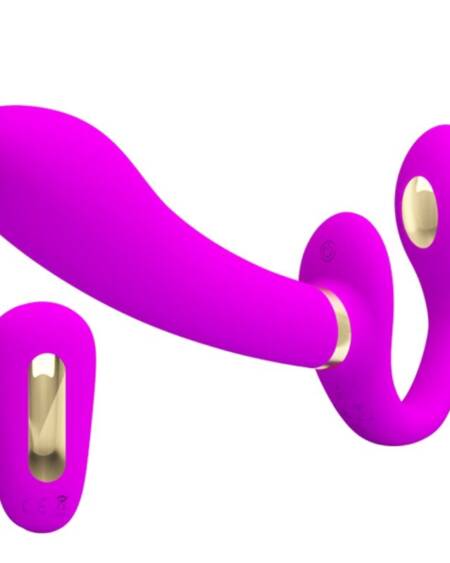 PRETTY LOVE - THUNDERBIRD DOUBLE STRAP-ON VIBRATOR REMOTE CONTROL PURPLE