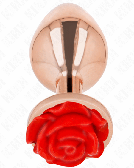 KINK - PINK GOLD ANAL PLUG WITH RED ROSE L