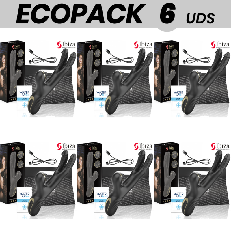 ECOPACK 6 UNITS - IBIZA TWO DRAGONS DOUBLE VIBRATOR BLACK