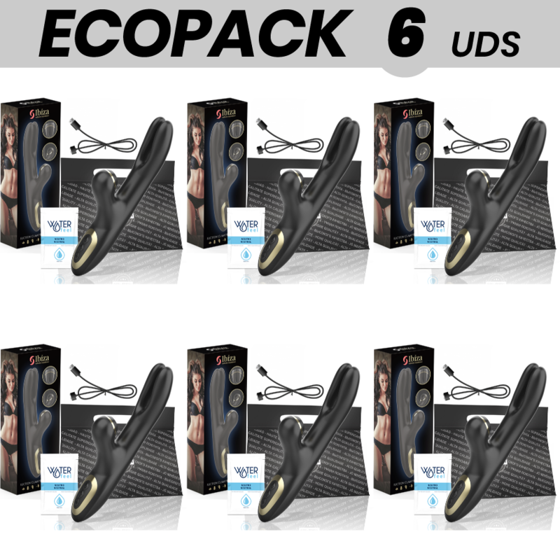 ECOPACK 6 UNITS - IBIZA DOUBLE VIBRATOR CLAMPING BLACK
