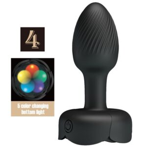 PRETTY LOVE - OLMAN ANAL PLUG WITH  LED LIGHT BLACK 8.8 CM