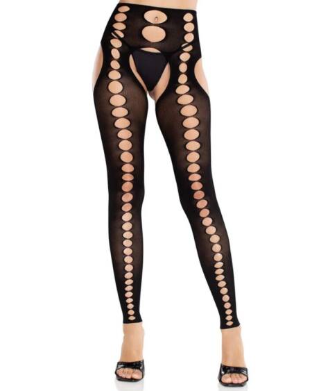 LEG AVENUE - STRAPLESS SEAMLESS OPAQUE STOCKINGS BLACK