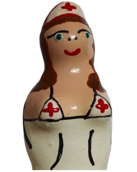 CONDOMERIE - HANDPAINTED NOVELTY CONDOMS NURSE BRUNETTE