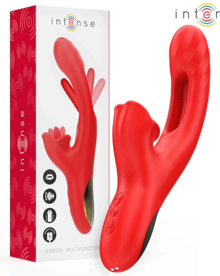 INTENSE - JESSICA MULTIFUNCTION VIBRATOR CLITORIS STIMULATION 24.8 CM RED