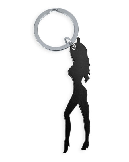 DIABLO PICANTE - KEYRING WITH FEMALE SILHOUETTE IN BLACK COLOR WITH BEER OPENER