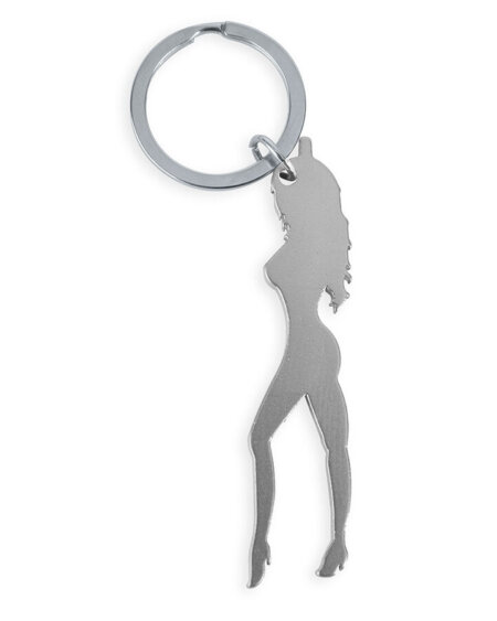 DIABLO PICANTE - KEYRING WITH FEMALE SILHOUETTE IN SILVER COLOR WITH BEER OPENER