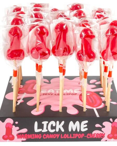 SECRETPLAY - CHERRY CANDY PENIS LOLLIPOP DISPLAY WITH SPICY HEAT EFFECT (40 UNITS)