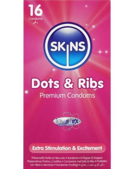 SKINS - DOTS  RIBS PREMIUM CONDOMS PACK 16