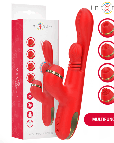 INTENSE - KATY MULTIFUNCTION CLITORIS STIMULATOR 4 INTERCHANGEABLE HEADS RED