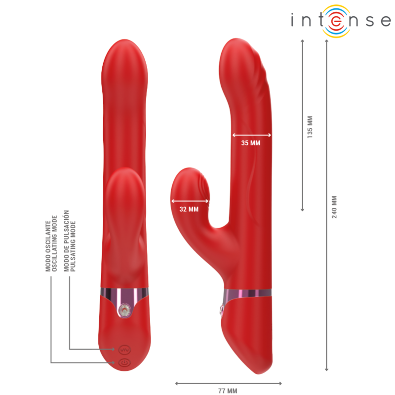 INTENSE - LELE MULTIFUNCTION VIBRATOR ROTATING  OSCILLATION  STIMULATION RED - Image 3