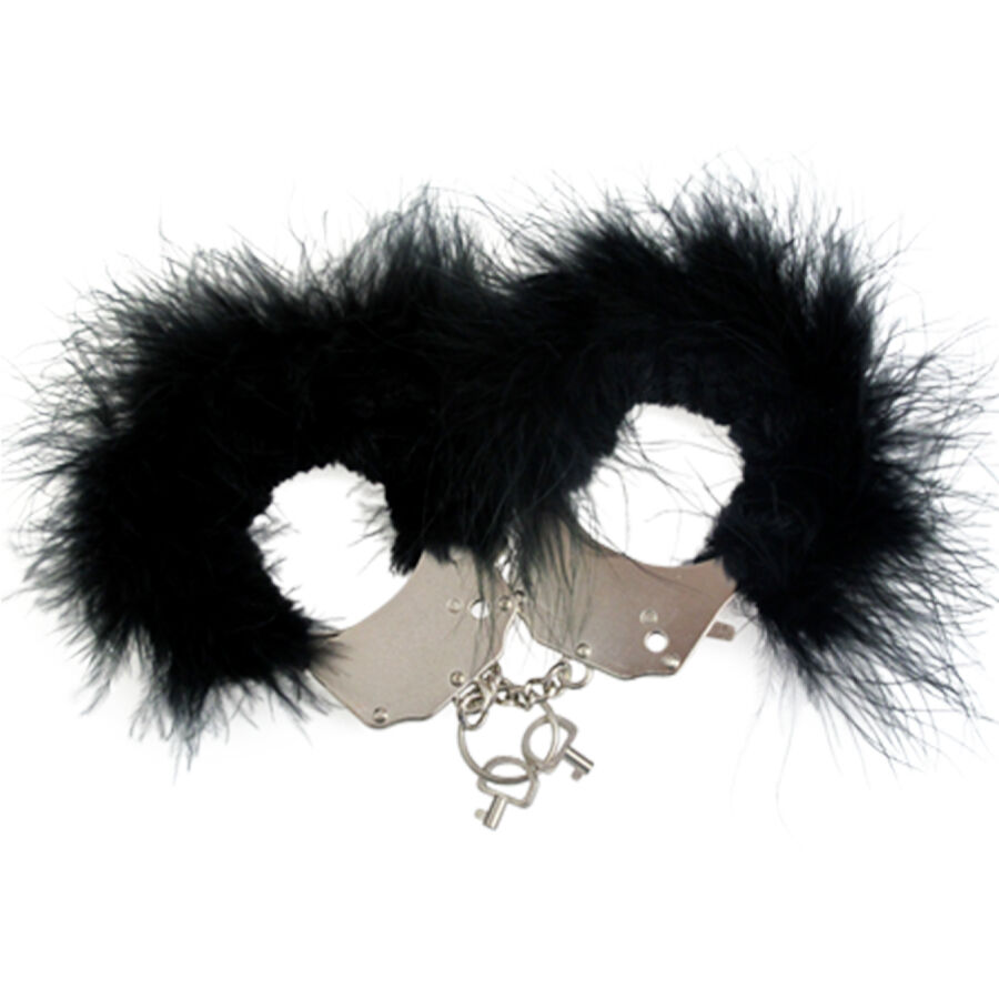 ADRIEN LASTIC - METAL HANDCUFFS WITH BLACK FEATHERS - Image 2