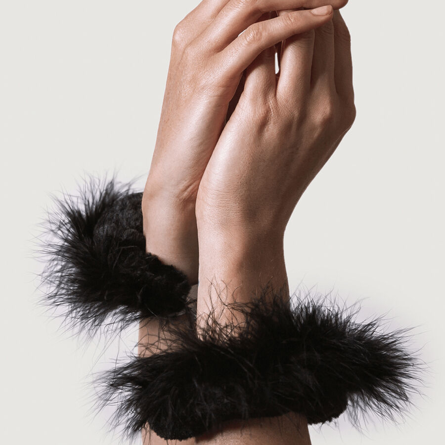 ADRIEN LASTIC - METAL HANDCUFFS WITH BLACK FEATHERS - Image 3