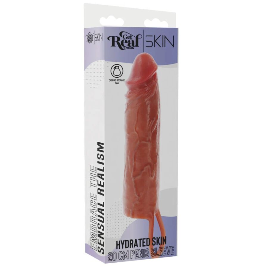 GET REAL - HYDRATED SKIN SILICONE PENIS SLEEVE CARAMEL 20 CM - Image 5