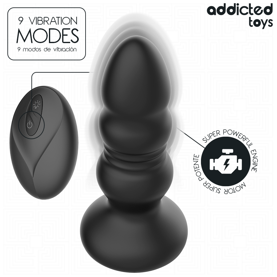 ADDICTED TOYS - ROTATING VIBRATING ANAL PLUG, LED LIGHT REMOTE CONTROL - Image 4