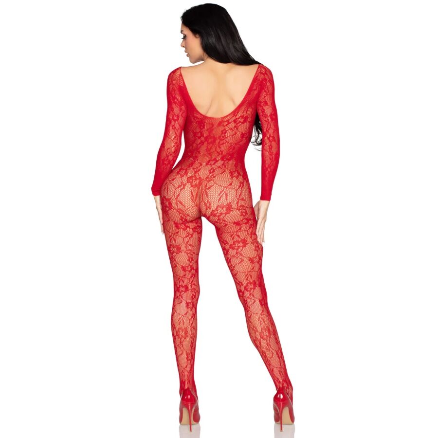 LEG AVENUE - 89366 LACE LINGERIE BODYSTOCKING RED - ONE SIZE - Image 3