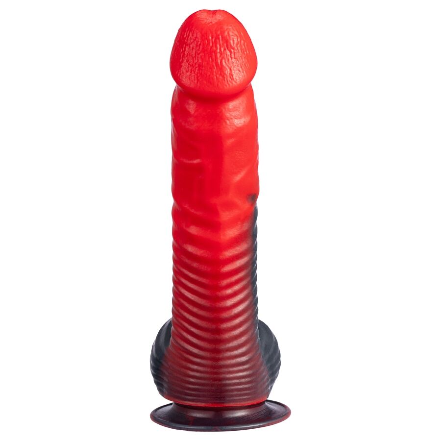 SILEXD - DEVIL DILDO FANTASY LIQUID SILICONE THERMOREACTIVE RED BLACK 20.3 CM - Image 3