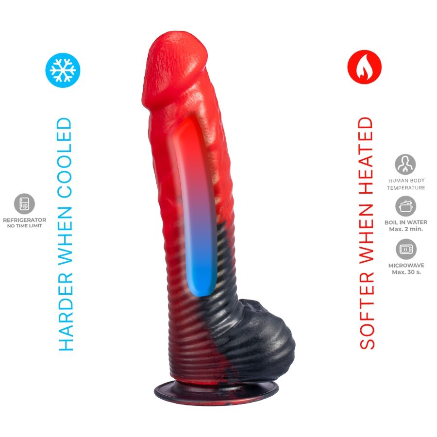 SILEXD - DEVIL DILDO FANTASY LIQUID SILICONE THERMOREACTIVE RED BLACK 20.3 CM - Image 5
